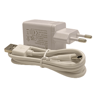 Strømadapter og USB-C-ladekabel